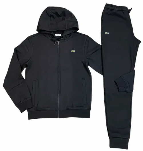 Lacoste Men’s SPORT Lightweight Bi-material Hoodie & Fleece Tennis Sweatpants - Black
