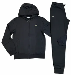 Lacoste Men’s SPORT Lightweight Bi-material Hoodie & Fleece Tennis Sweatpants - Black