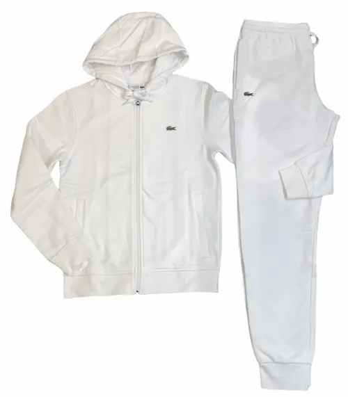 Lacoste Men’s SPORT Lightweight Bi-material Hoodie & Fleece Tennis Sweatpants - White Sh9626 51