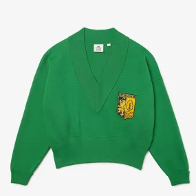 Lacoste Women’s LIVE V-Neck Blazon Patch Sweater