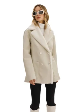 Lamarque Camille Faux Shearling Reversible Jacket- Ivory