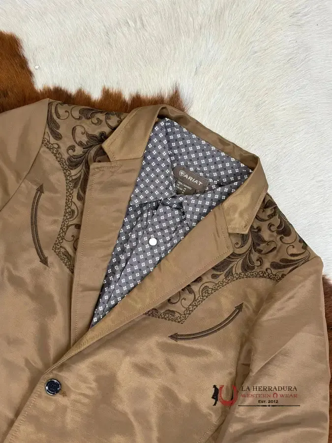 LAMASINI MUSTARD EMBROIDERED SMOOTH BLAZER LAM505-2149