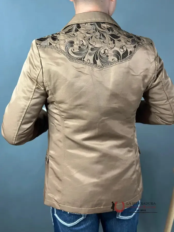 LAMASINI MUSTARD EMBROIDERED SMOOTH BLAZER LAM505-2149