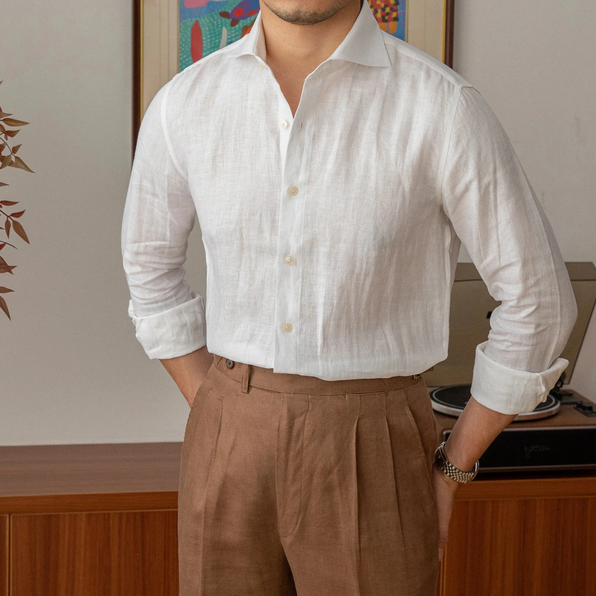 Lightweight linen long-sleeve shirt