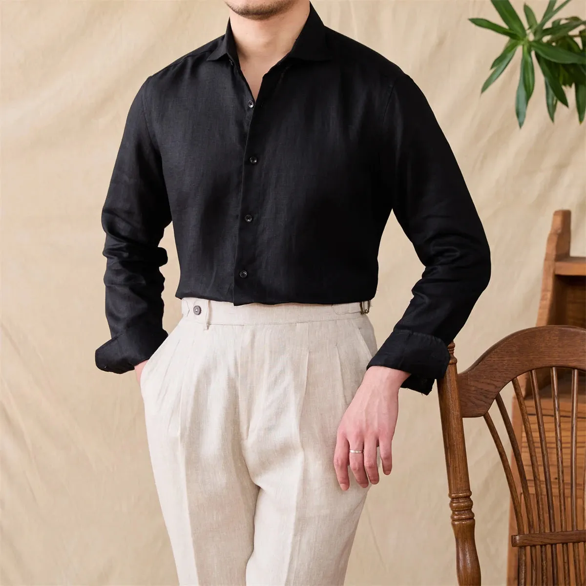 Lightweight linen long-sleeve shirt