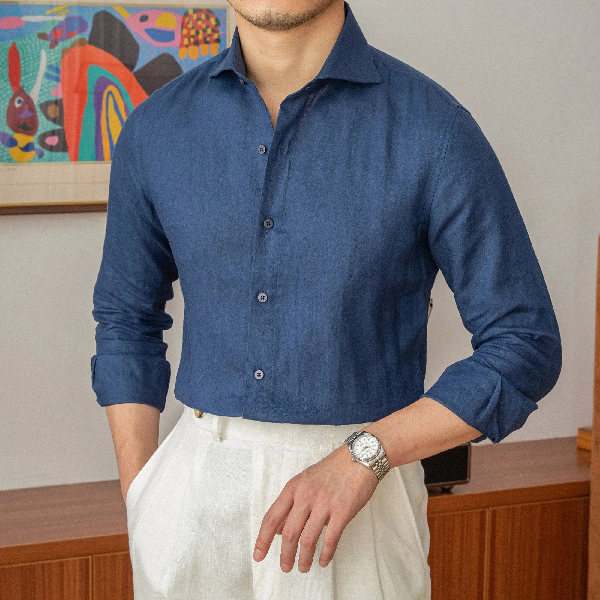 Lightweight linen long-sleeve shirt