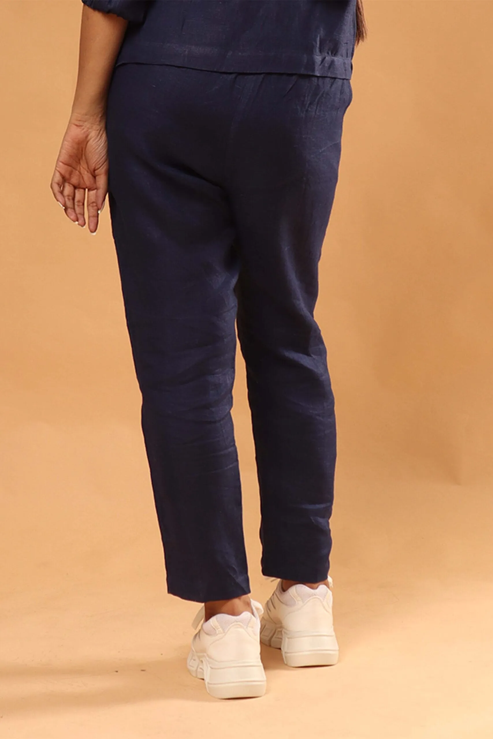 Linen Tapered Pants Navy