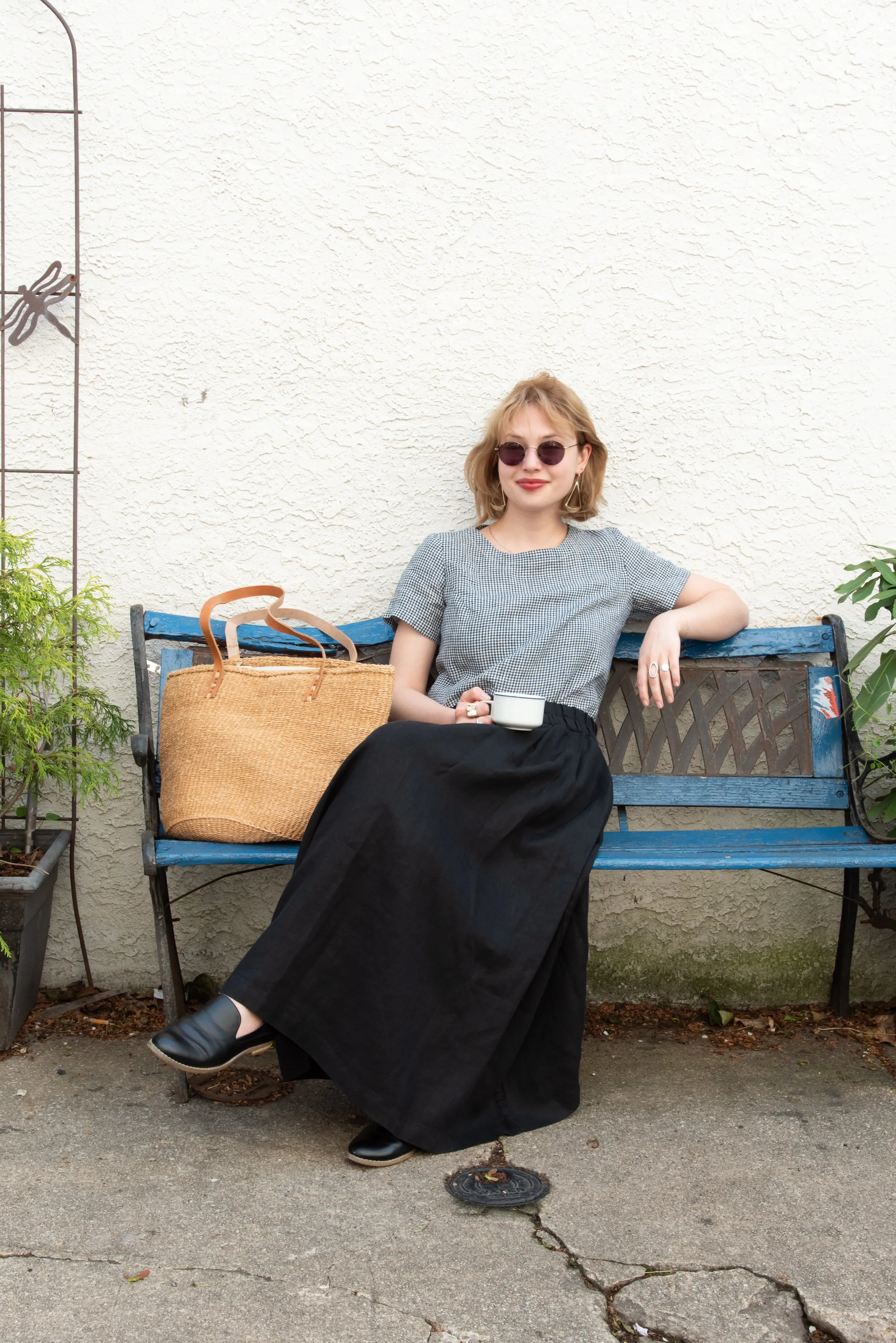 LinenMe Isabella Blouse in Navy Check