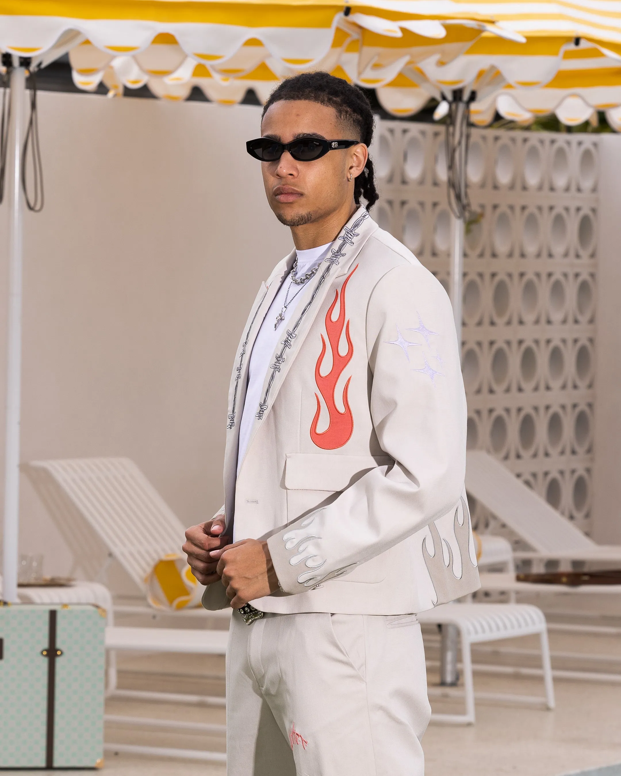 Loiter Western Blazer Jacket Off White