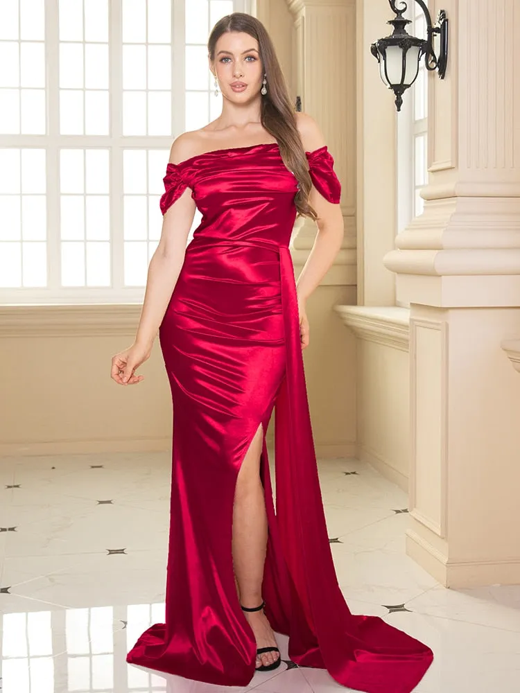 Long Off Shoulder Prom Maxi Dress