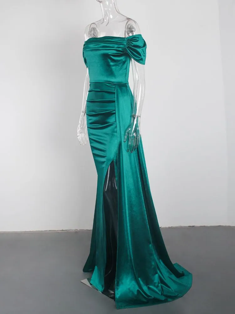 Long Off Shoulder Prom Maxi Dress