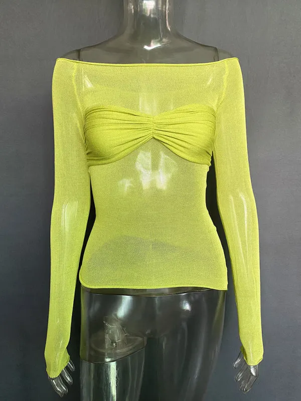 Marianne New Fashion Women's Clothing Lightweight See-Through Neck T-Shirt Top