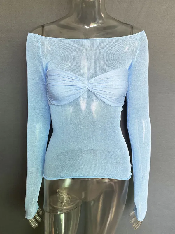 Marianne New Fashion Women's Clothing Lightweight See-Through Neck T-Shirt Top