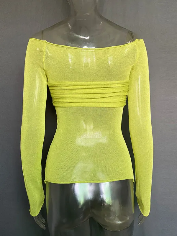 Marianne New Fashion Women's Clothing Lightweight See-Through Neck T-Shirt Top