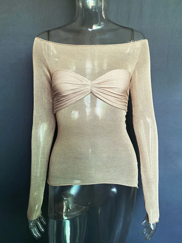 Marianne New Fashion Women's Clothing Lightweight See-Through Neck T-Shirt Top
