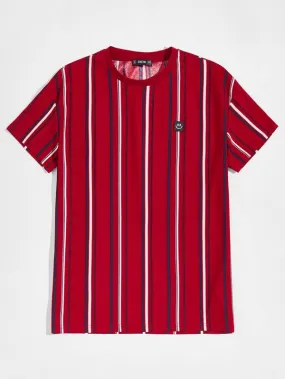 Men Cartoon Patched Striped Tee