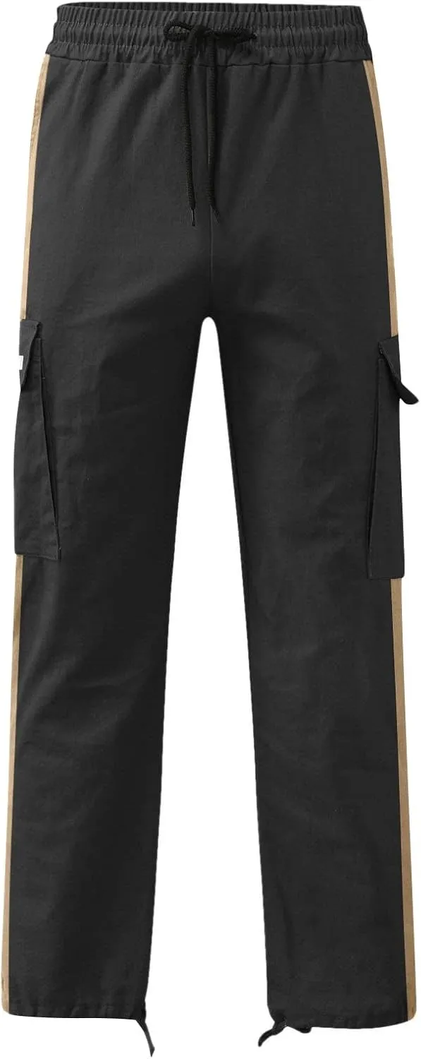 Men's Cargo Pants with Pockets Hat Multi Woven Pocket Foot Rope Solid Pants Gear Men's Hiking Tactical Sweatpants