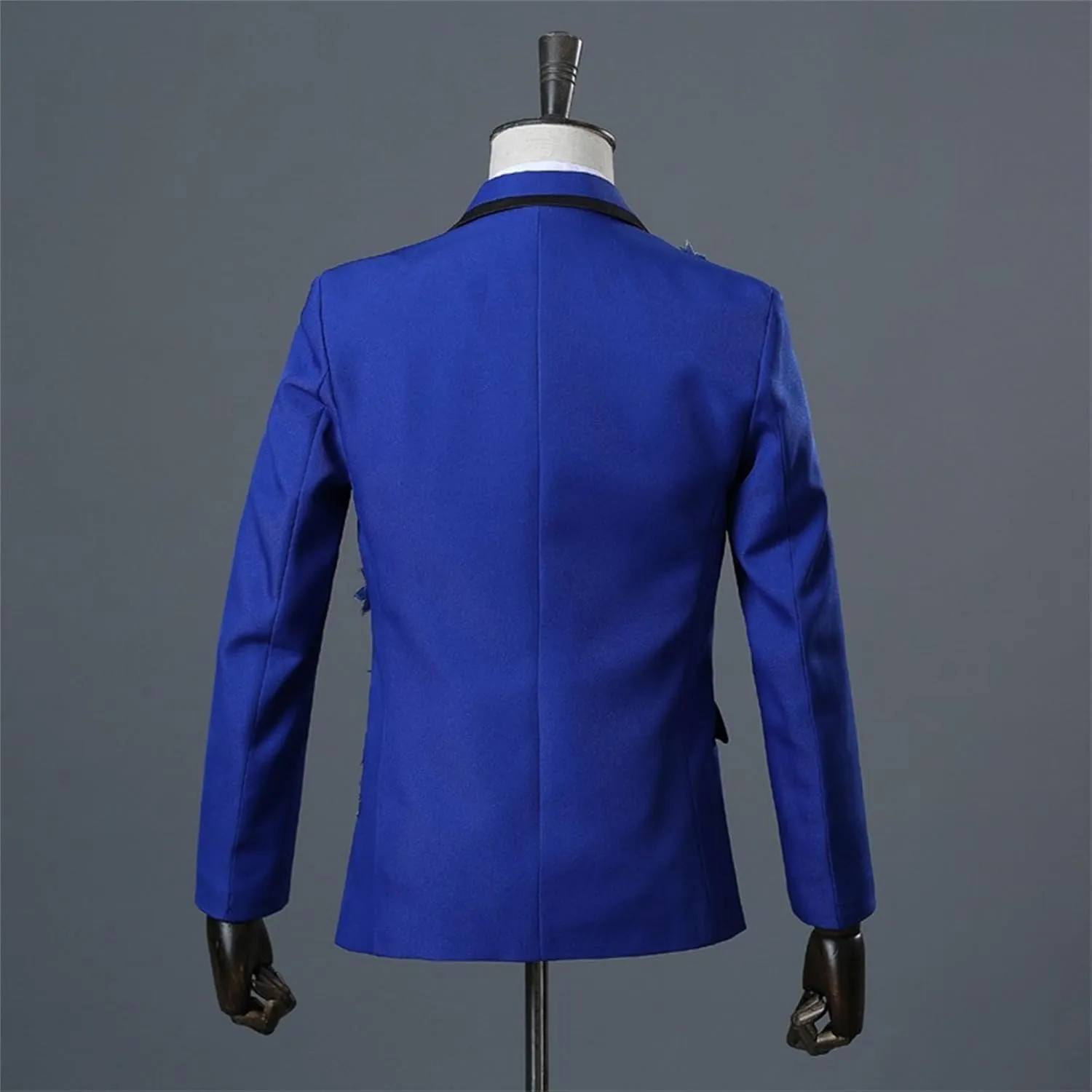 Men's Embroidered Blazer Collar Formal Suit 1 Button Fashion Tuxedo Suits Slim Fit Print Suit Jacket and Pants Set