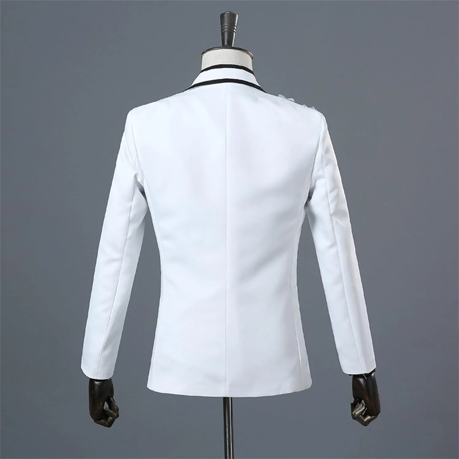 Men's Embroidered Blazer Collar Formal Suit 1 Button Fashion Tuxedo Suits Slim Fit Print Suit Jacket and Pants Set