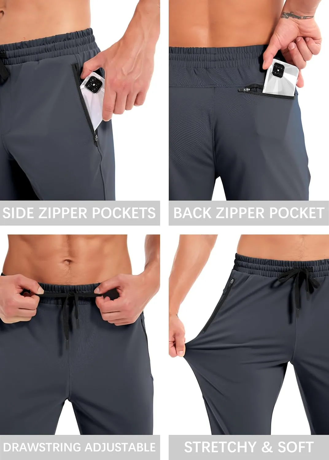 Men's Hiking Sweatpants Joggers Athletic Pants Stretch Workout Jogging Running Gym Traning Track Pants