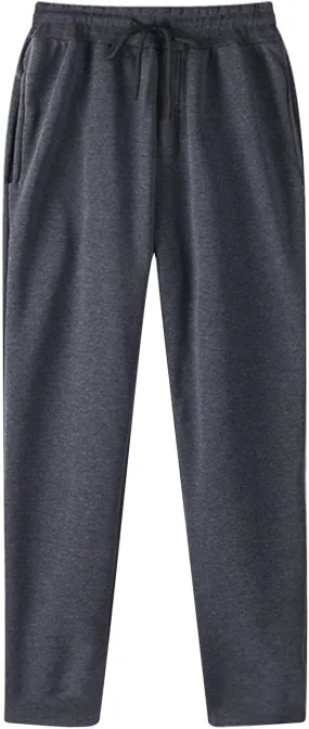 Men's Joggers Pants with Pockets Athletic Workout Running Sweatpants Solid Straight Pants Casual Wide Leg Trousers