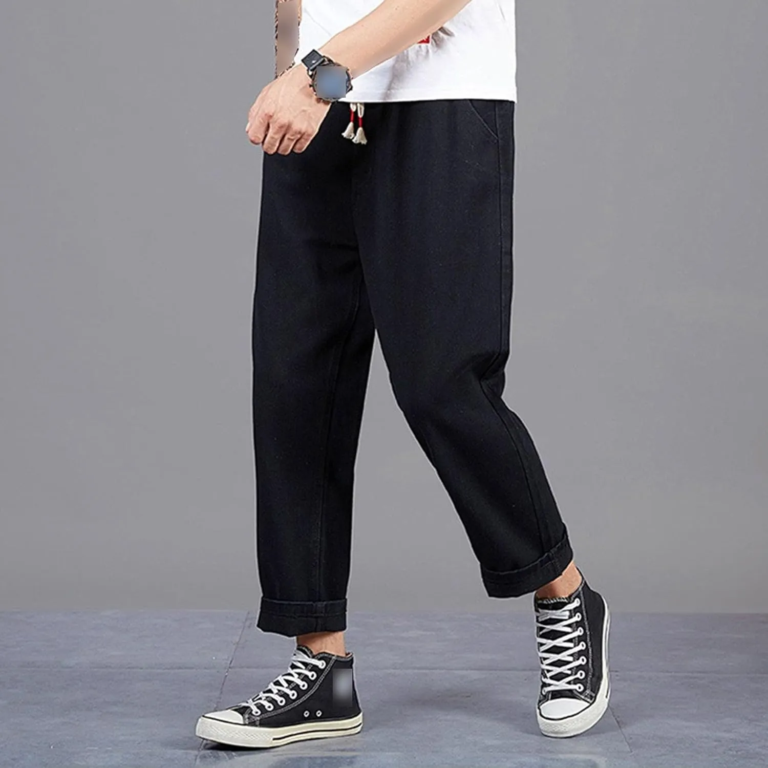 Men's Loose Fit Fashion Denim Pants Casual Washed Streetwear Jeans Straight Leg Biker Comfort Jeans