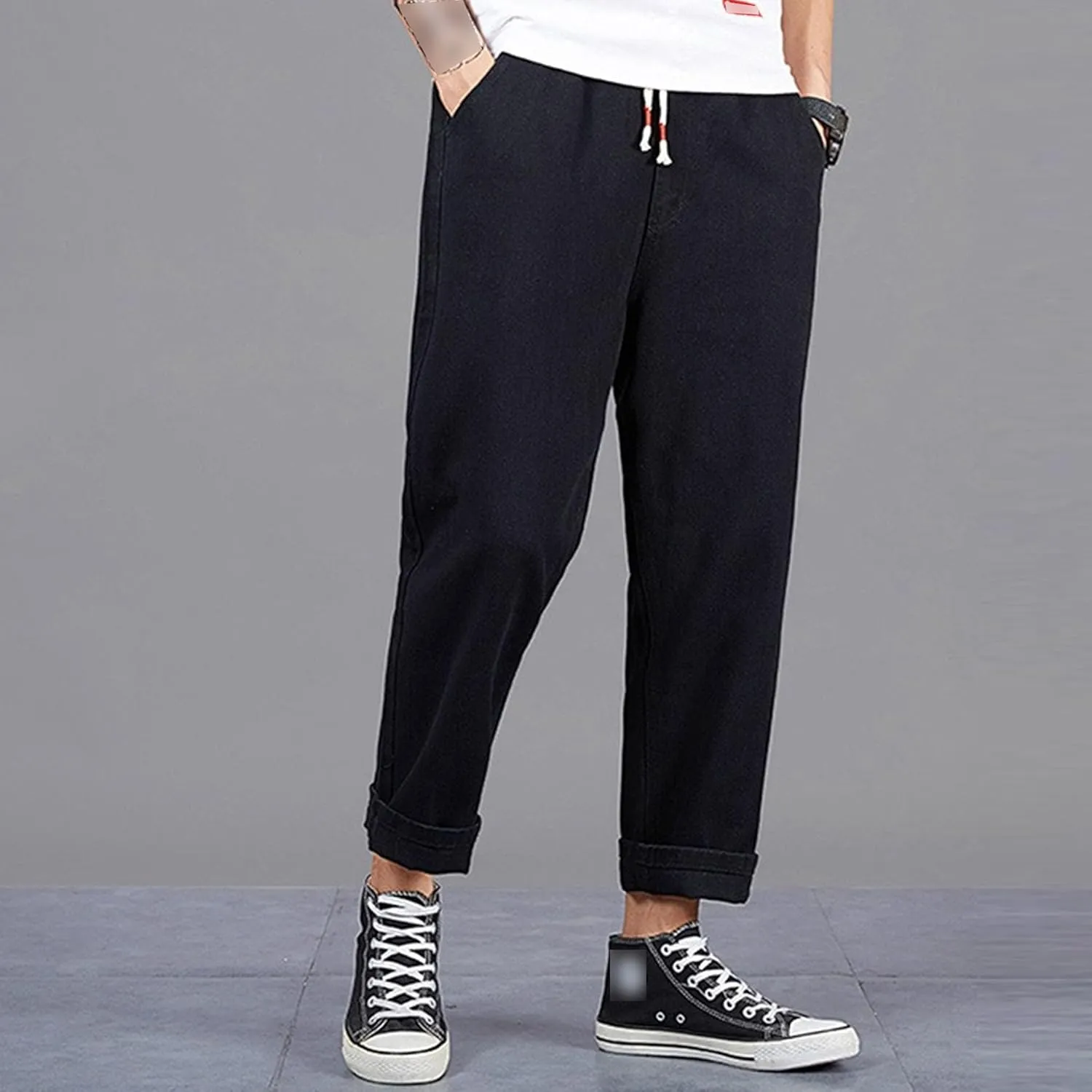 Men's Loose Fit Fashion Denim Pants Casual Washed Streetwear Jeans Straight Leg Biker Comfort Jeans