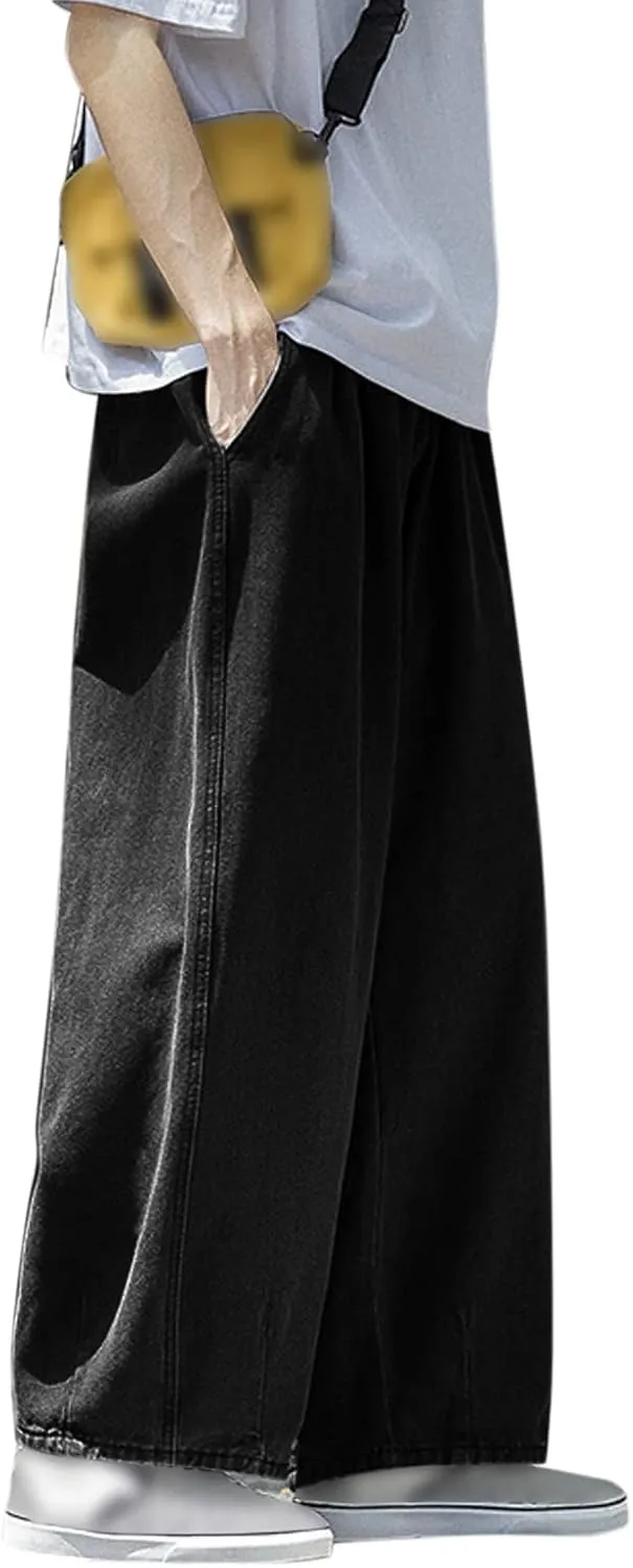 Mens Straight Leg Baggy Jeans Relaxed Fit Vintage Hip Hop Jeans 90s Old School Washed Oversized Skateboard Pants