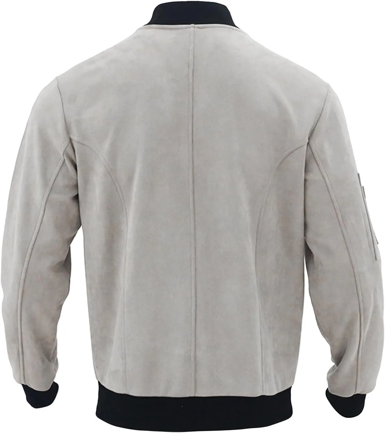 Mens Suede Jacket Vintage Leather Baseball Bomber Jacket Long Sleeve Button Lightweight Cardigan Jacket for Men