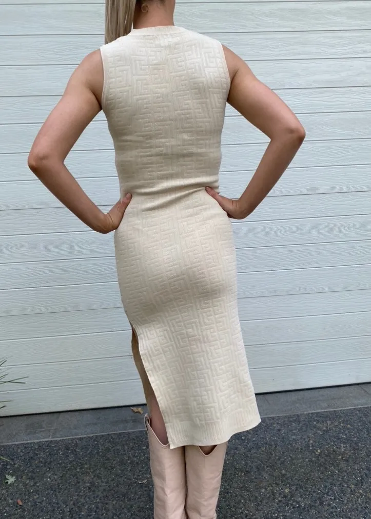 Monogram print dress - Neutral