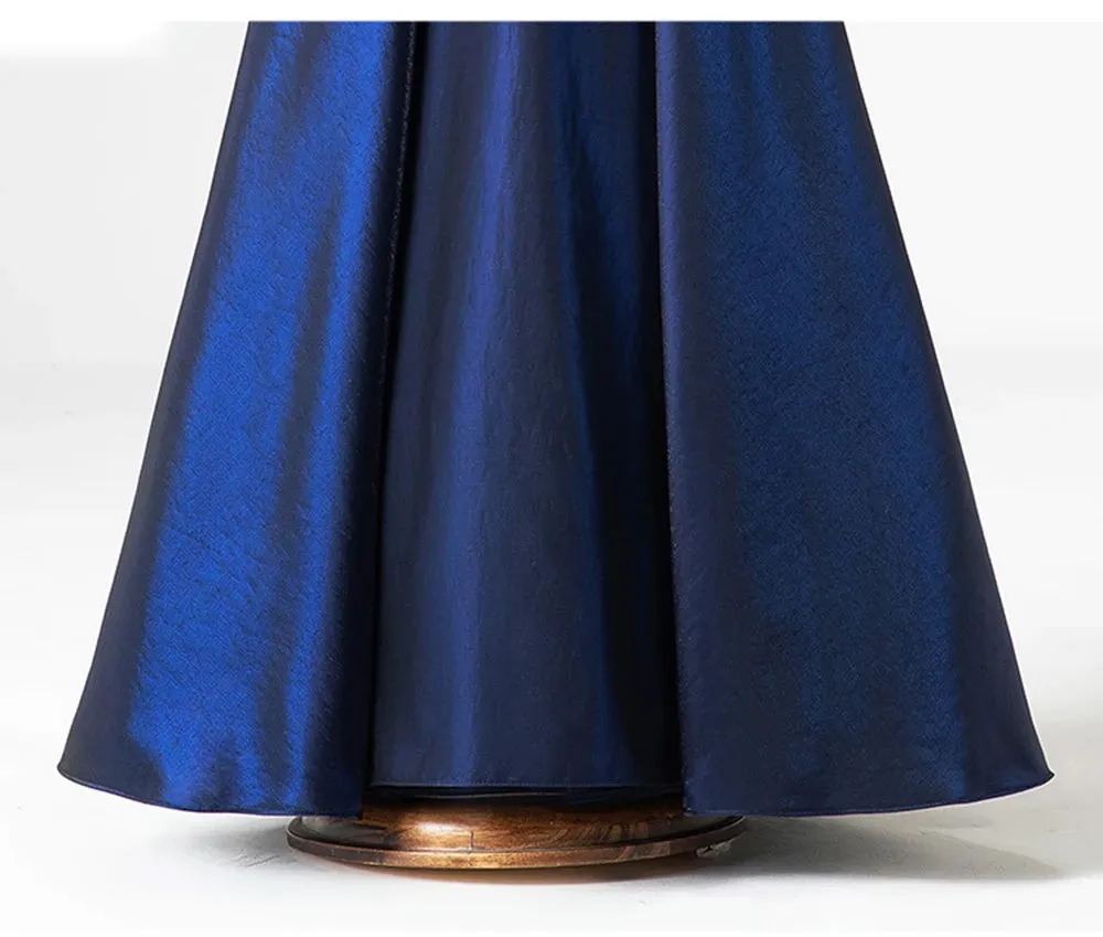 Navy Blue Long Sleeves Sequin Elegant Girl Party Dress