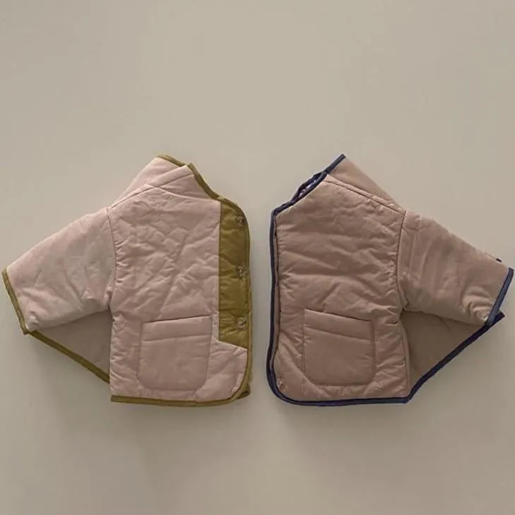 Naya Padded Button Up Spring Jacket (Beige/Blue)
