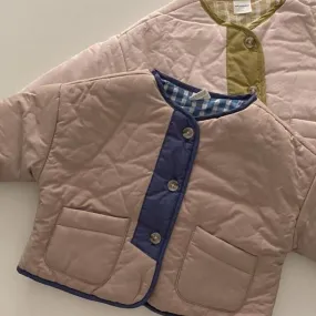 Naya Padded Button Up Spring Jacket (Beige/Blue)
