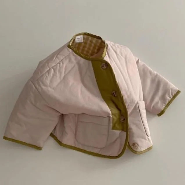 Naya Padded Button Up Spring Jacket (Beige/Blue)