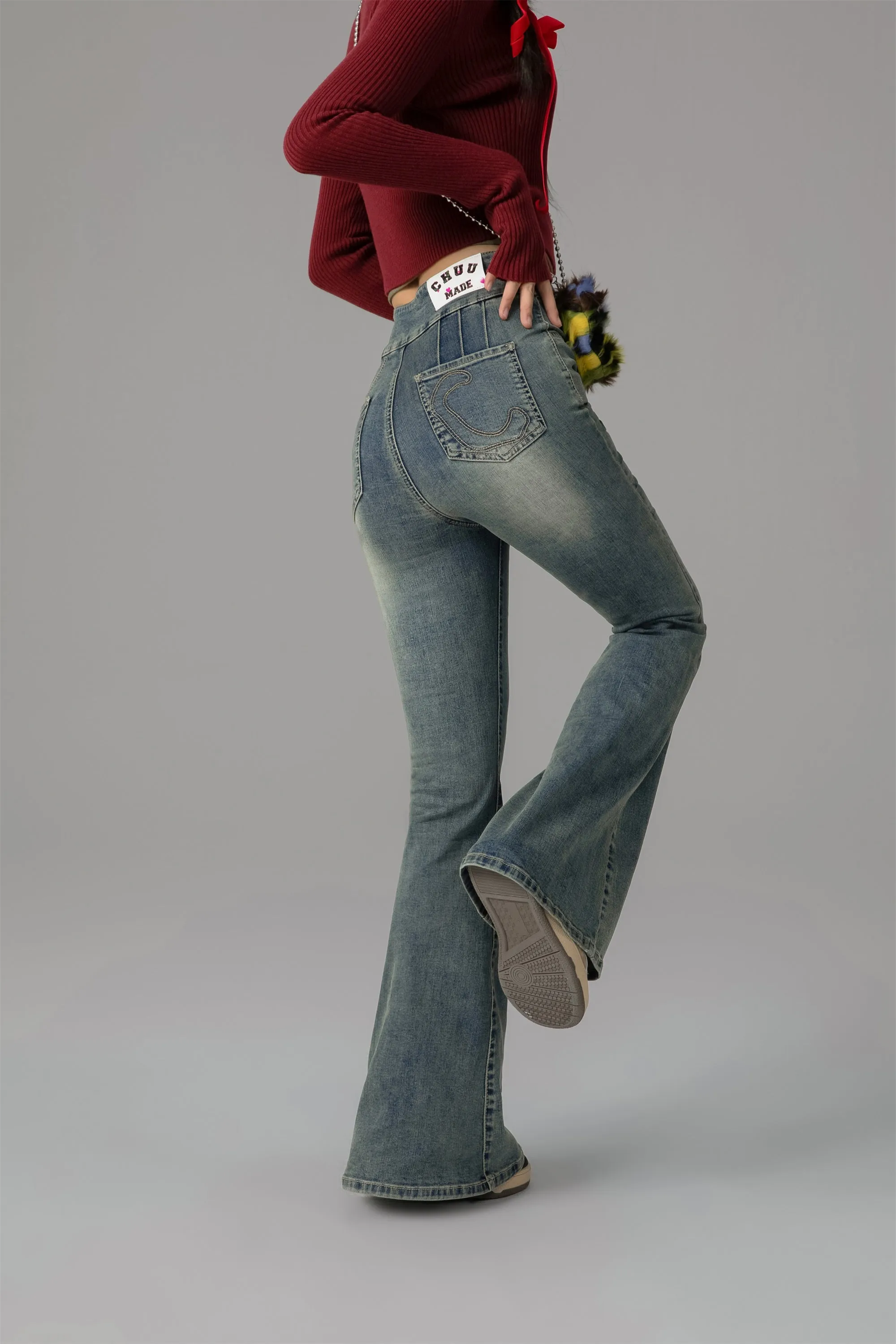 On The Upside Stone Washed Bootcut Jeans