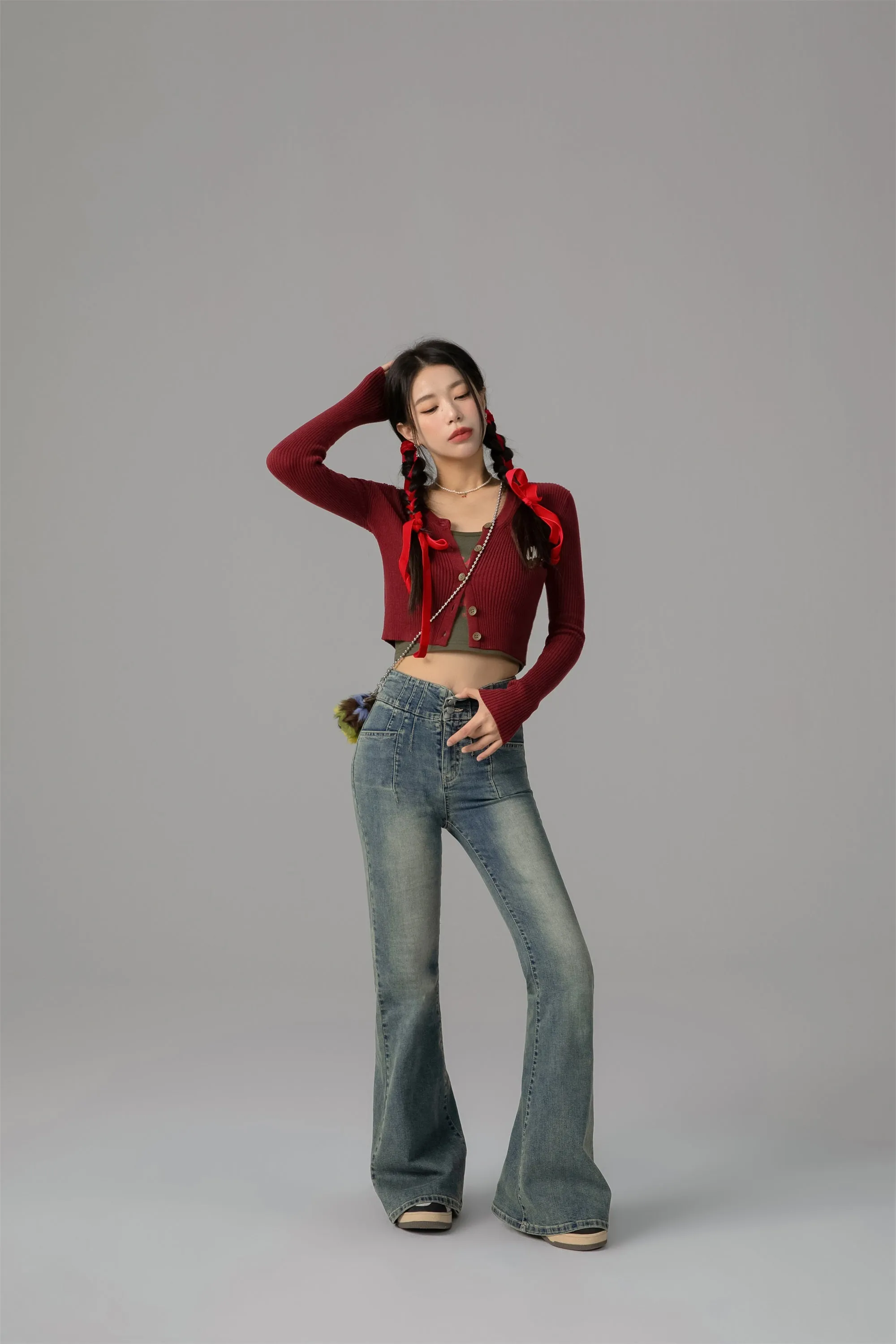 On The Upside Stone Washed Bootcut Jeans