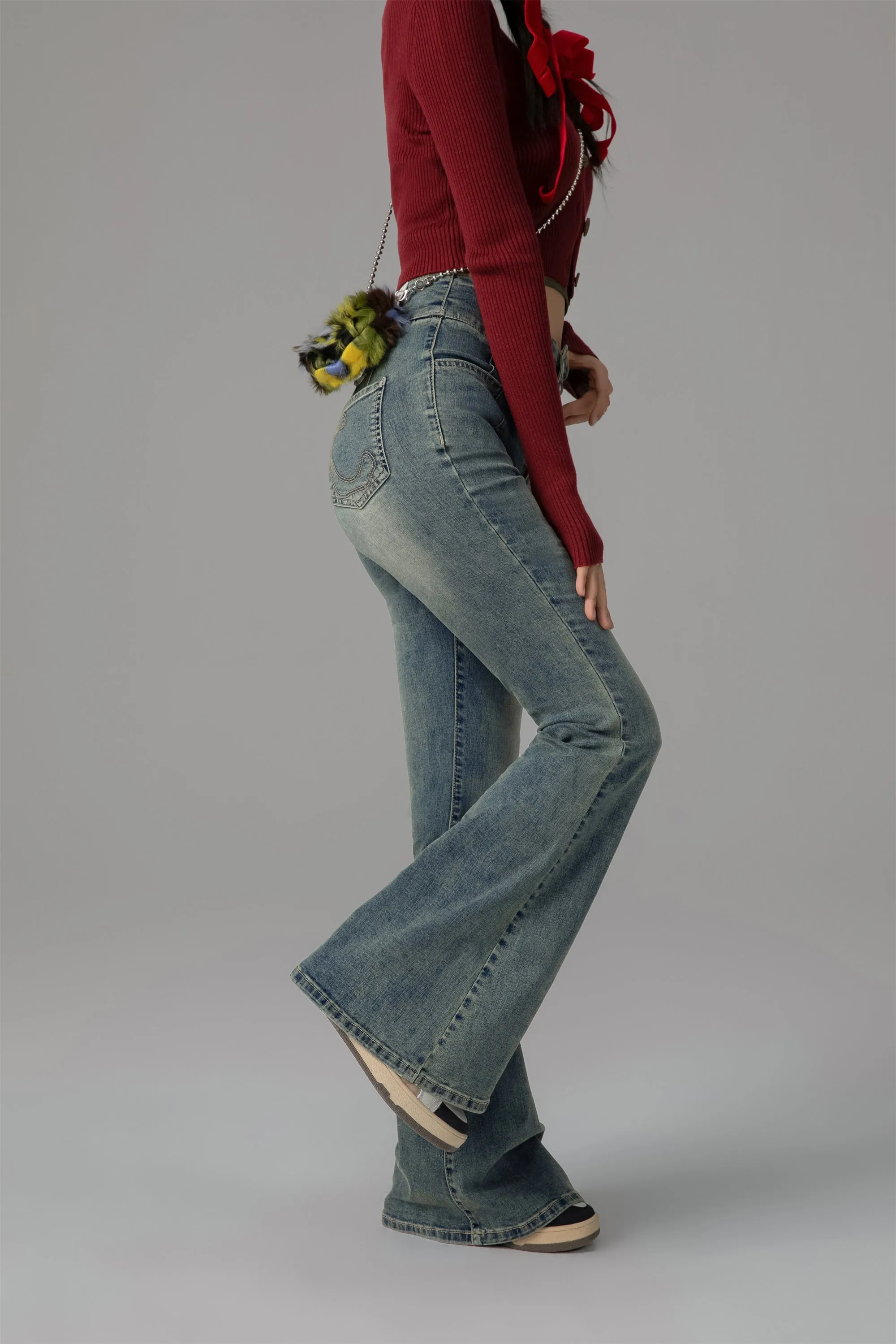 On The Upside Stone Washed Bootcut Jeans