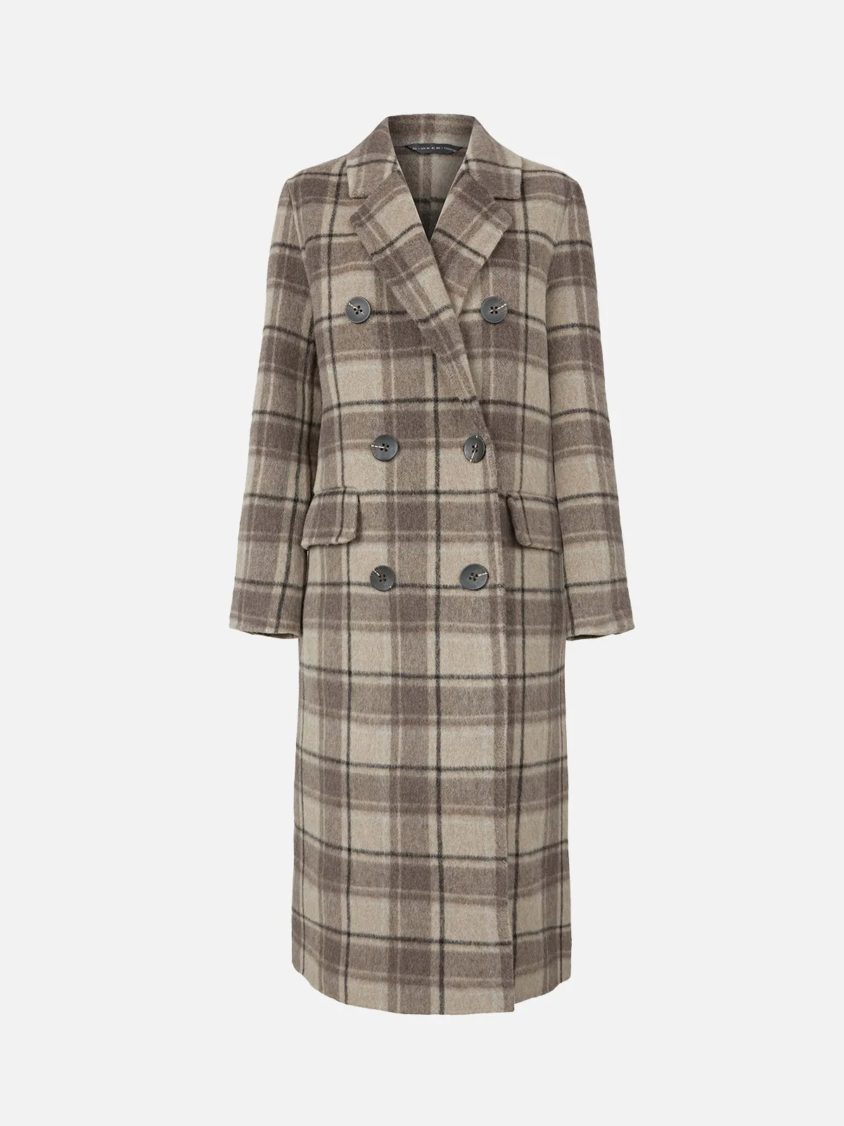 Plaid Double Breasted Longline Coat