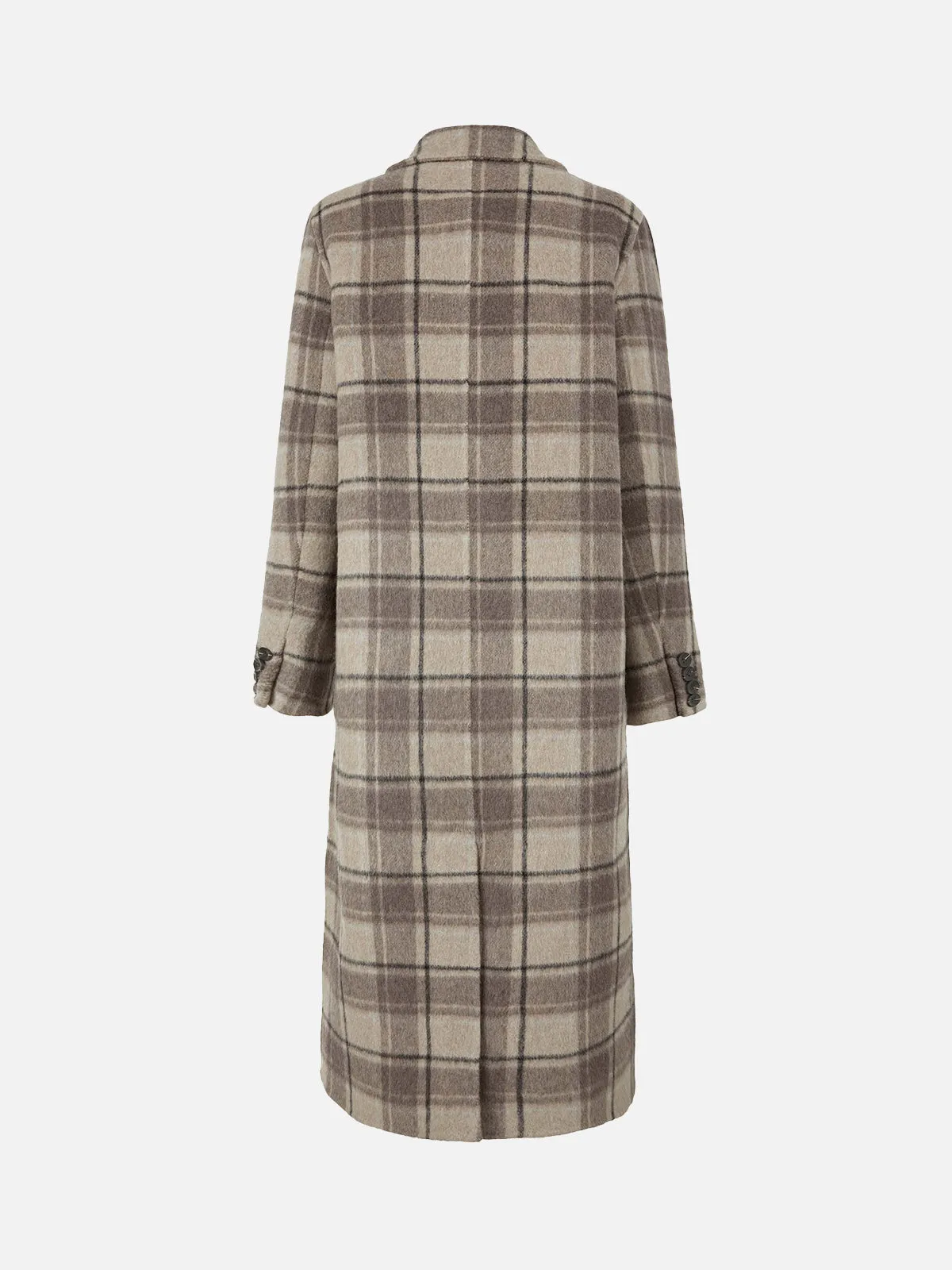 Plaid Double Breasted Longline Coat