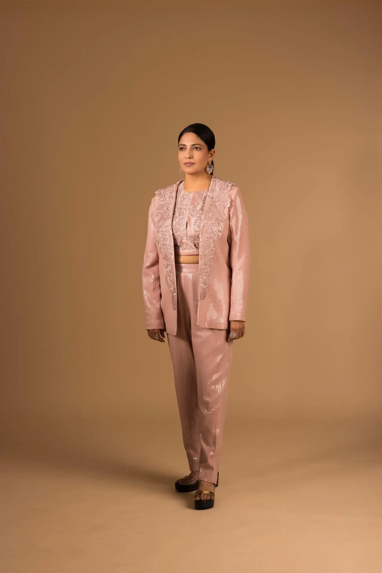 Resham Embroidered Blazer & Bustier Set