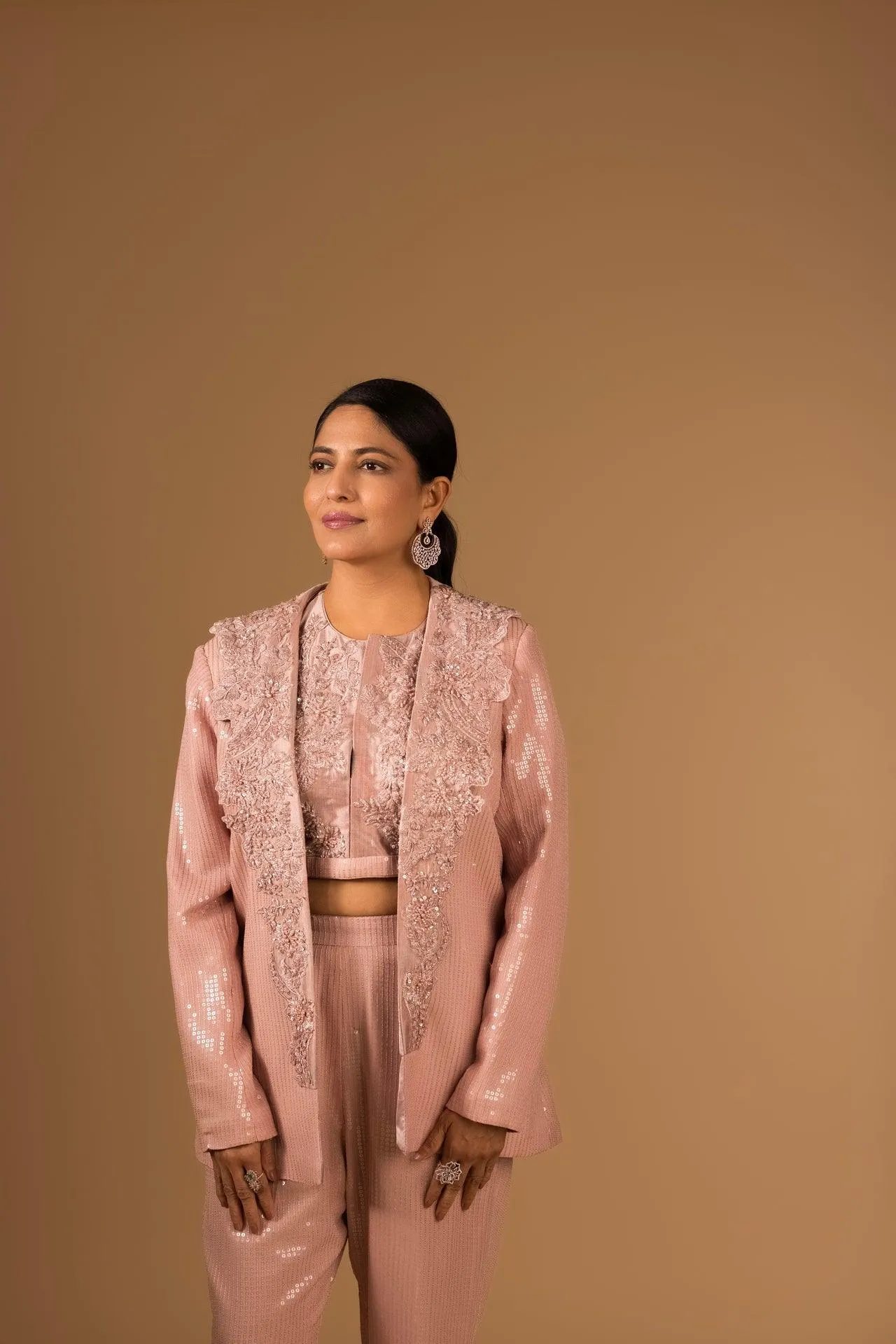 Resham Embroidered Blazer & Bustier Set