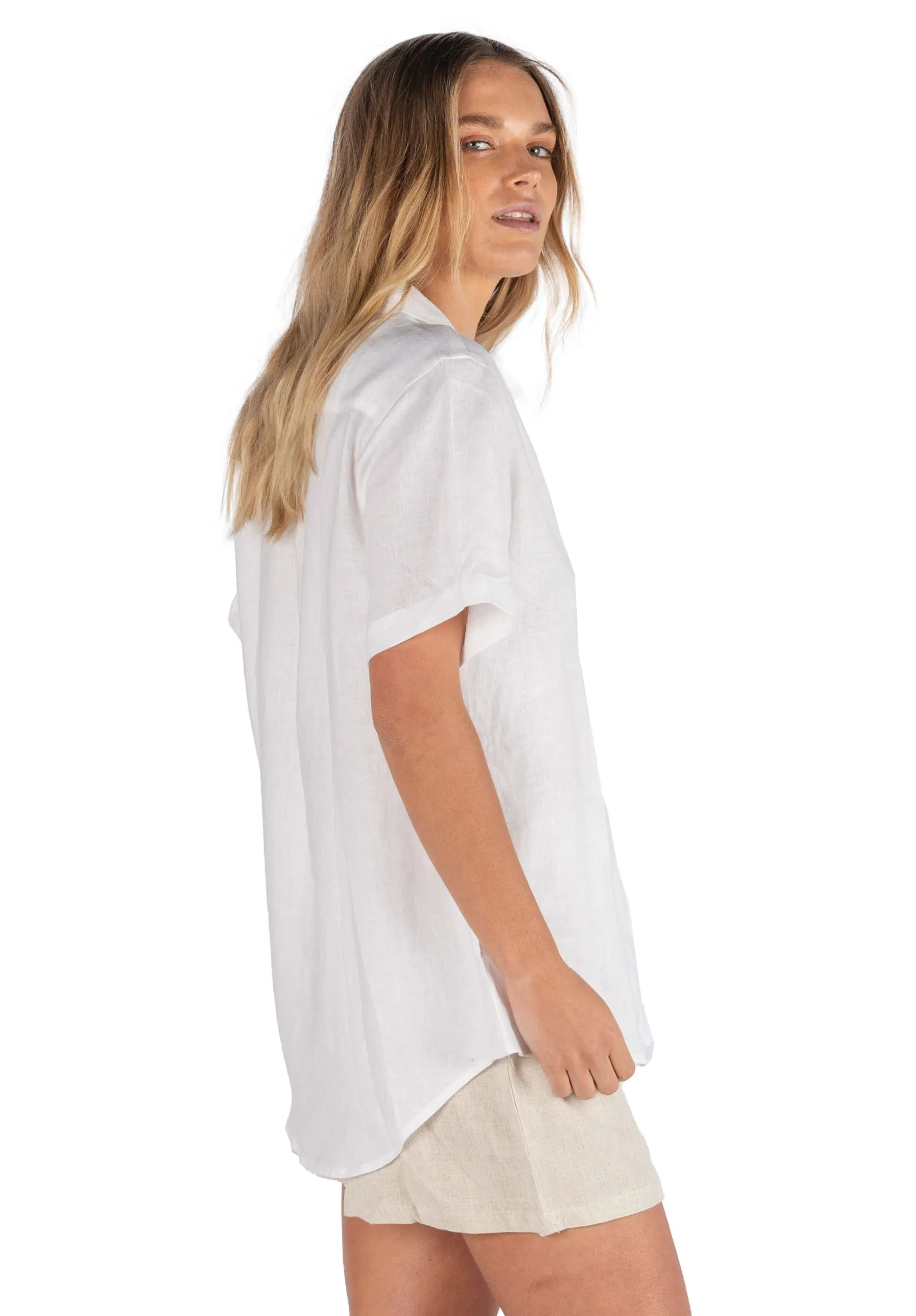 Revere White SS Linen T-shirt