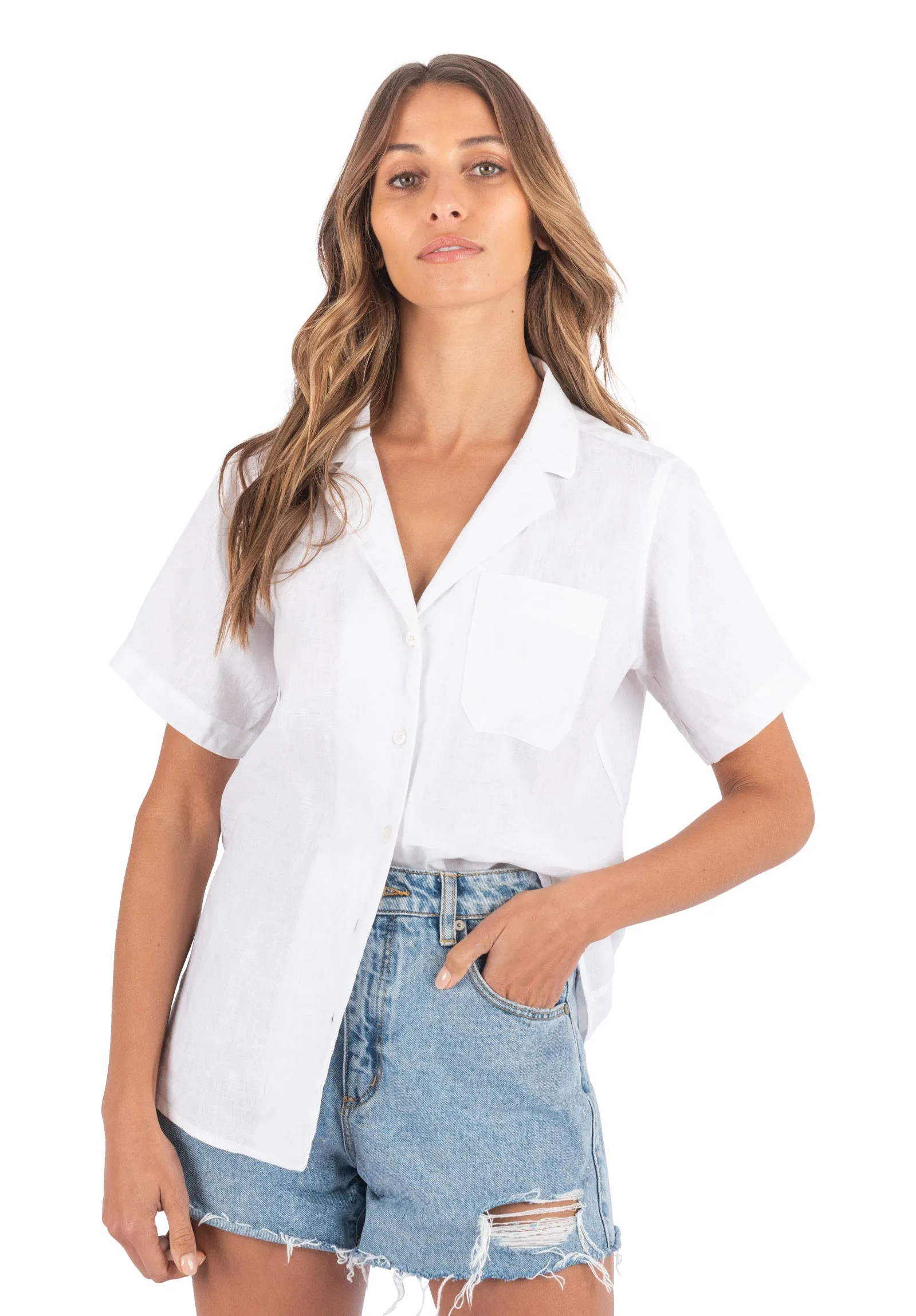 Revere White SS Linen T-shirt