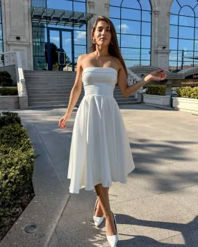 Rochia alba cununie civila cu corset