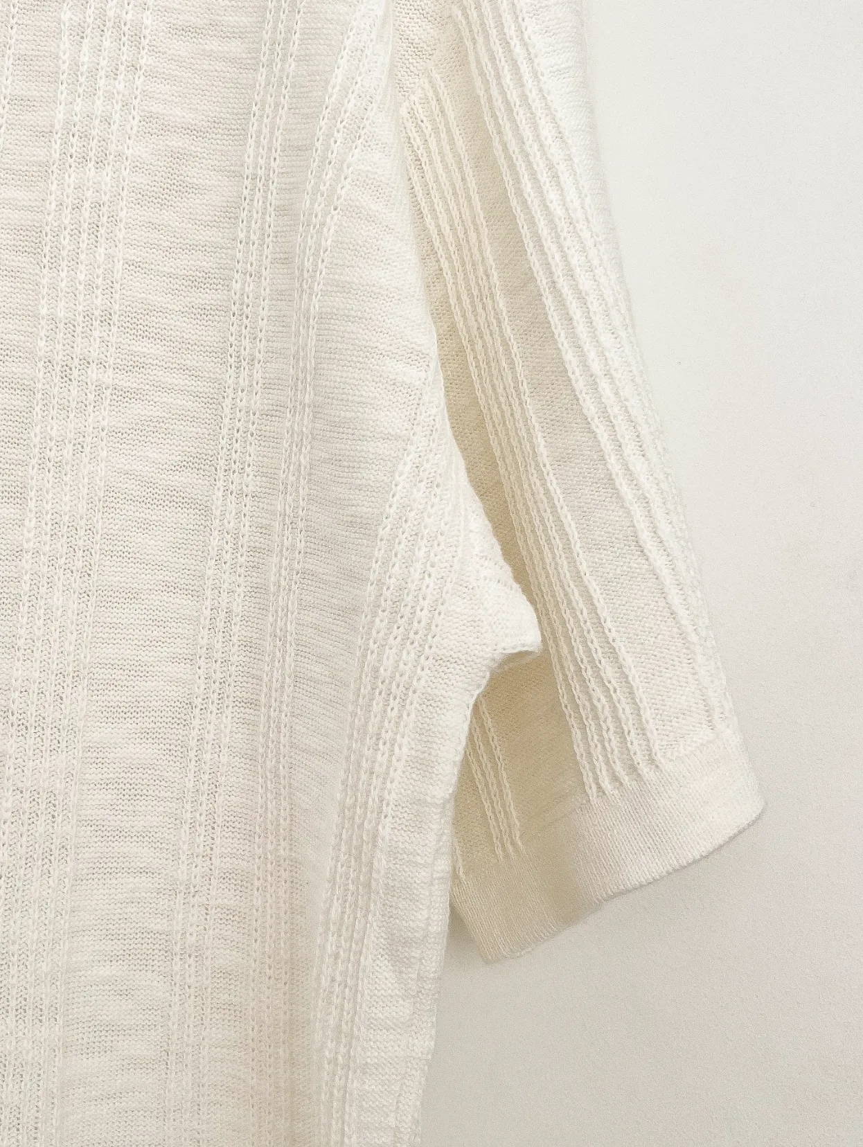 Sheer Stripe Linen Woven Tee White