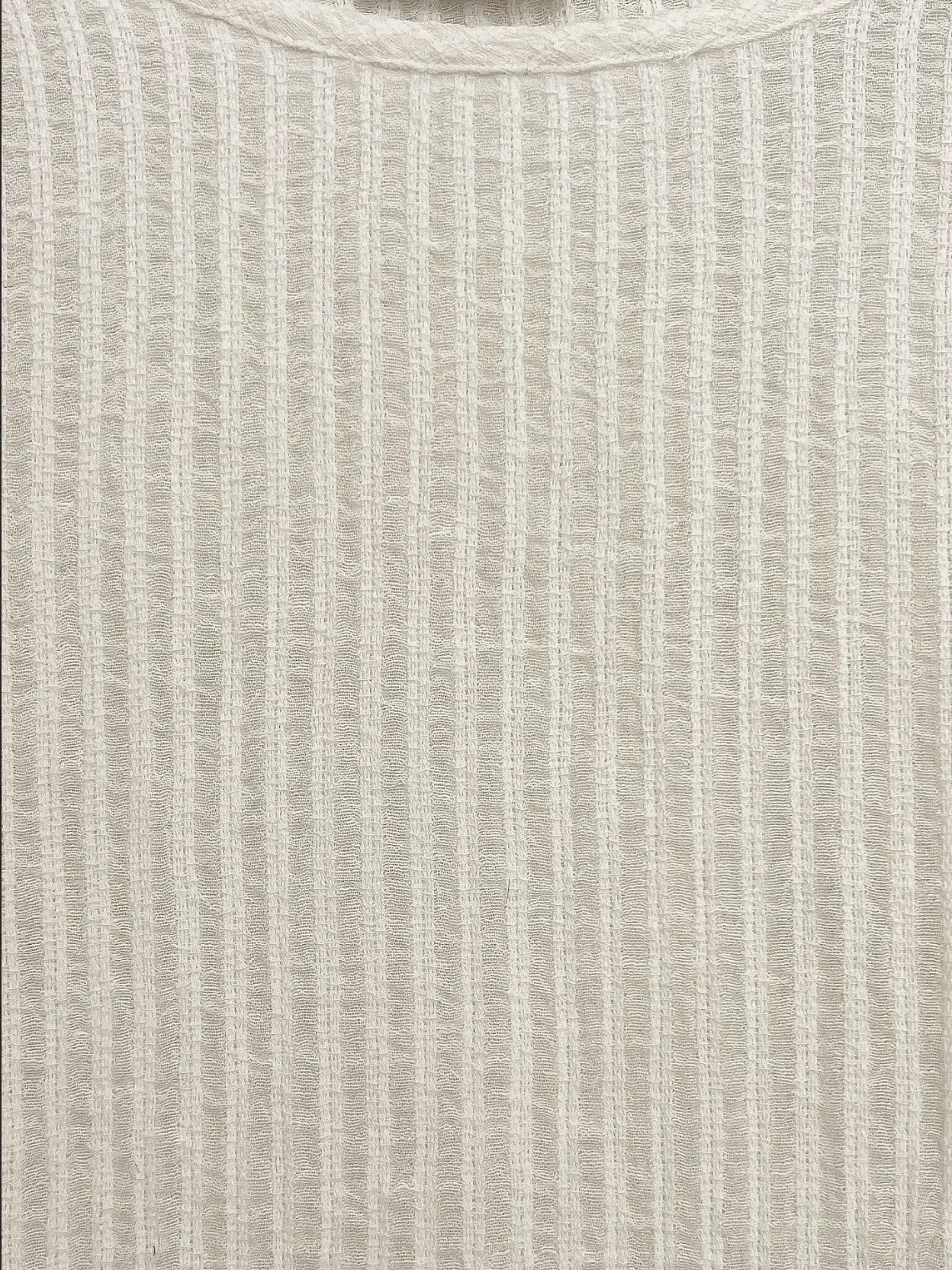 Sheer Stripe Linen Woven Tee White