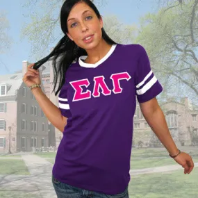 Sigma Lambda Gamma V-Neck Jersey with Striped Sleeves - 360 - TWILL