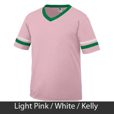 Sigma Lambda Gamma V-Neck Jersey with Striped Sleeves - 360 - TWILL