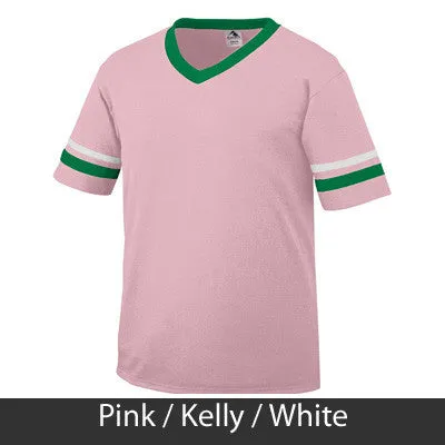 Sigma Lambda Gamma V-Neck Jersey with Striped Sleeves - 360 - TWILL
