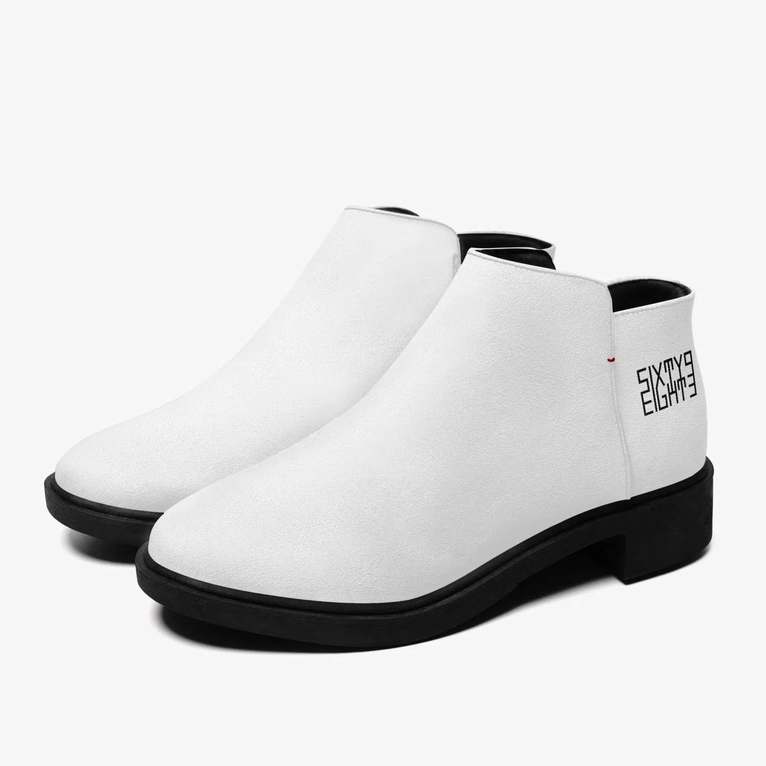 Sixty Eight 93 Logo Black White Suede Zipper Boots
